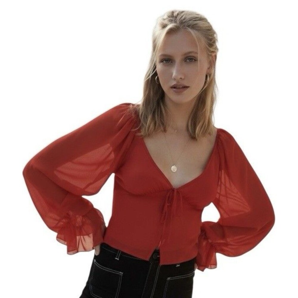 Urban Outfitters UO Topanga Orange Button Bustier Blouse - Size Small